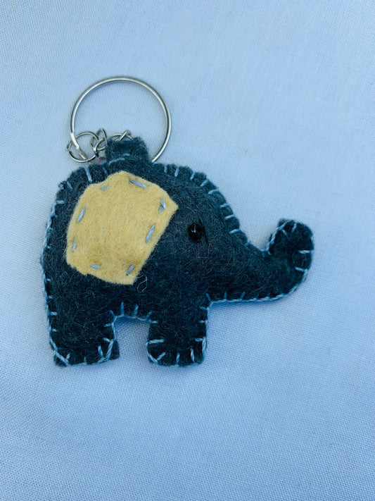 Hand made elephant key tag