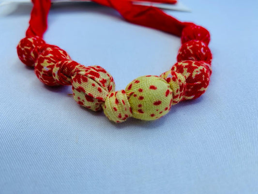 Fabric and Clay necklace with earrings